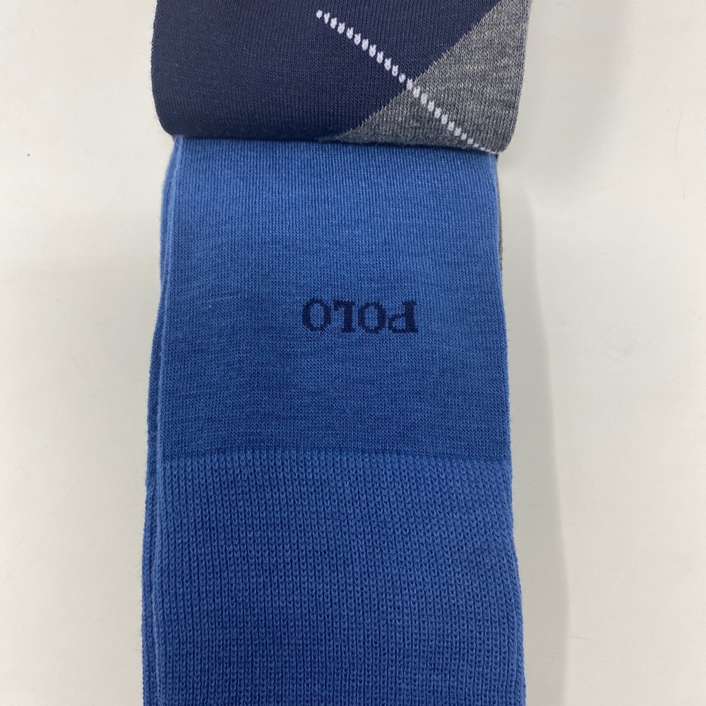 3 Pair Mens Ralph Lauren Dress/Casual Socks. Argyle Blue/Gray Solid Blue/Gray - Picture 3 of 5